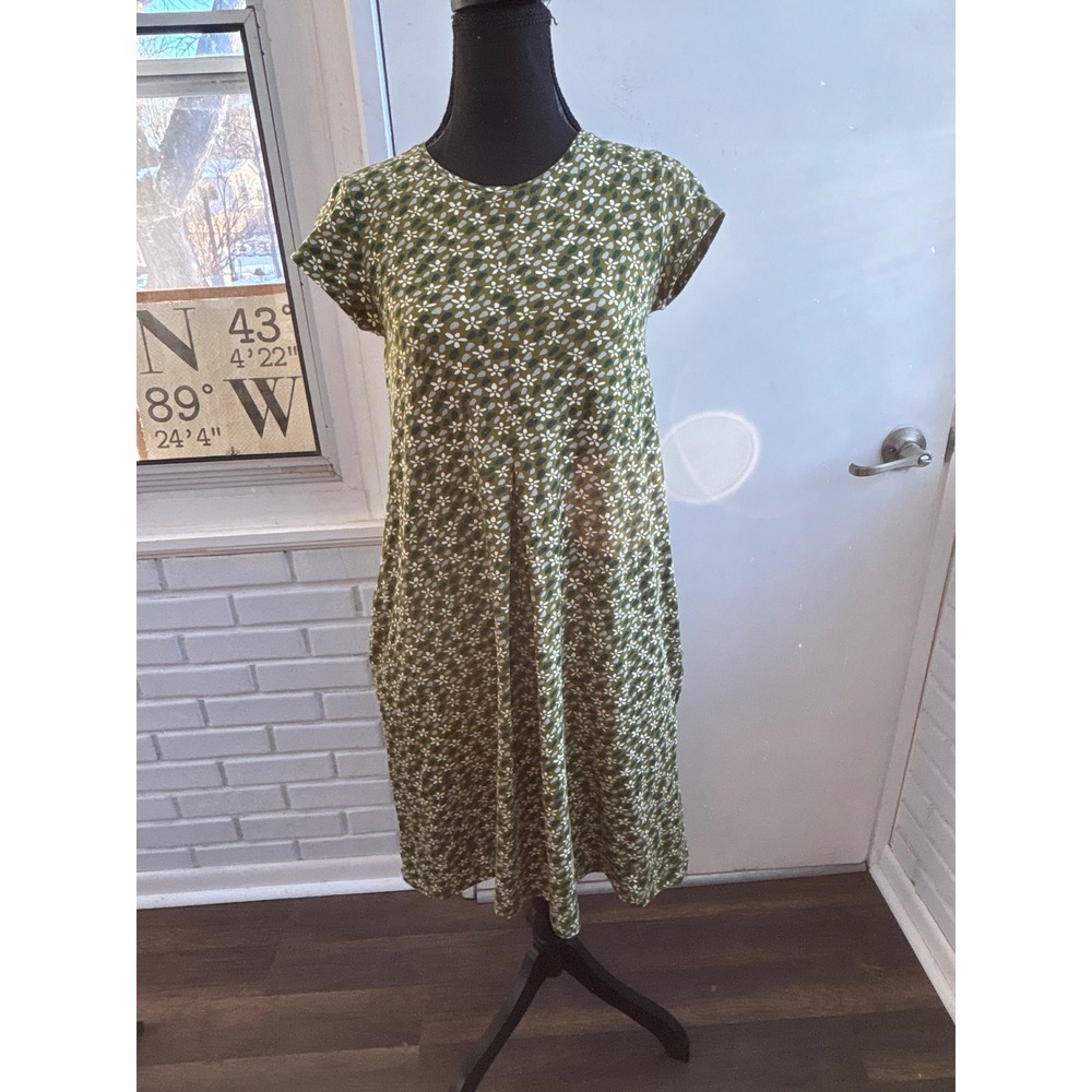 Gudrun Sjoden Organic Cotton Floral Dress XS boho layered prairie whimsical